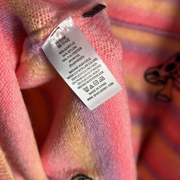 Spirit Jersey Psychedelic Pink Purple Ombre Mushroom Stripe Y2K 90s Knit Sweater - Picture 14 of 14